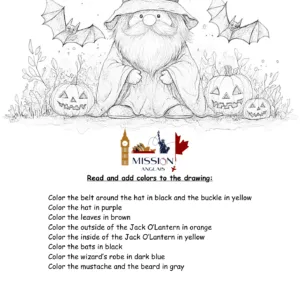 Aperçu des coloriages magiques d'anglais pour Halloween : vocabulaire des couleurs et police adaptée aux DYS.